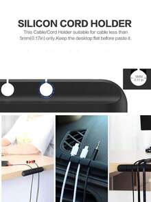 1pc Multi-Slot Cable Management Clip, Silicone Desktop Cable Organizer Winder, Self-Adhesive Cable Tidy Holder For Desk, Home, Office And Car - Bedside Table Cable Rack Accessory - Multicolor - View 9