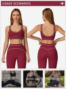 MFVIM Damen Trainingsset: Farbblockdesign Sport-BH & hochelastische Yoga Leggings. Ideal für Fitness, Laufen und hochintensives Training.