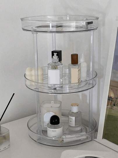 1pc Rotatable Cosmetics Storage Rack, Bathroom Rotating Shelf, Large Capacity Desktop Storage And Storage Box, Skincare Product Storage Box, Home Decoration, Gifts , Makeup Room Decor,Makeup Bag,Travel Essential