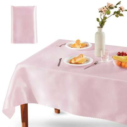 Tablecloth, Luxury Jacquard Design Red Table Cloth 147X259CM", Wrinkle Free Satin Polyester Table Cover For Dinner Party Banquet Holiday 1pc