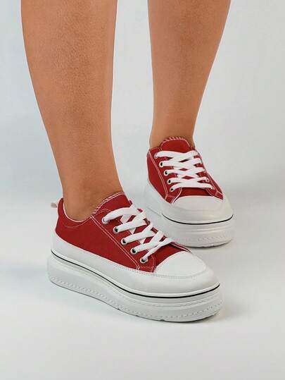 Canvas Shoes Thick Sole Platform Sneakers Casual Vulcanized Shoes For Women