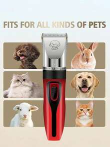 电动宠物理发剪，适用于梳理浓密毛发，低噪音无线狗狗剃毛器，电动按压式犬猫毛发修剪器，狗狗毛发修剪器，宠物毛发修剪器（红色）