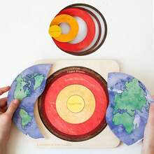 木制地球层拼图木制地球拼图玩具地质层认知地理科普学习教区儿童益智玩具教育套装生日礼物 - 彩色 - 查看 3