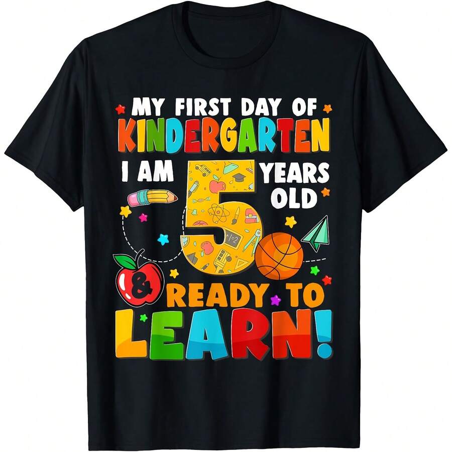 My First Day Of Kindergarten 5 Years Old Back To School Boys T-Shirt