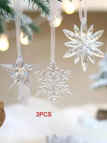 9/4件装水晶透明雪花圣诞树吊坠装饰，适用于节日、冬季、新年派对，透明悬挂饰品，圣诞家居装饰，圣诞房间装饰，圣诞家居礼物，圣诞装饰品 - 彩色 - 查看 12
