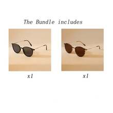 Gafas con montura redonda de metal ultraligero, estilo milenario, unisex, adecuadas para uso diario y fotografía callejera - Marco negro con lentes grises - Ver 3