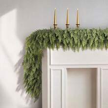 Guirnalda artificial de cedro suave de 182.88 cm, follaje verde flexible de goma de pino premium, centro de chimenea, decoración de mesa de comedor larga, ideal para decoraciones de boda, fiesta y hogar de temporada, enredadera de ciprés sin contenedor para la sala de estar - Paquete de 1