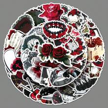 50pcs/Pack Vintage Rose Gothic Stickers, Horror Creative Graffiti Stickers, Reusable Stickers Suitable For Holidays Decoration Like Halloween, Christmas, Easter, DIY On Water Cups, Laptops, Skateboards, Energetic Aesthetic Graffiti Set For Diaries, Scrapbooks, Party Supplies, Great For Winter, New Year