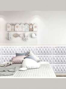 1 Pc/6 Pcs 35cm*70cm 3D Embossed Foam Wallpaper With Imitation Leather Grain, Soft And Textured(Thickness 0.4cm/0.16in), Self-Adhesive Foam Wall Sticker, Reusable And Cuttable, Bedroom Decorative Background, Soundproof And Thickened Wall Covering, Bedside Soft Package, Waterproof, Moisture-Proof, Dust-Proof And Collision-Proof Sticker