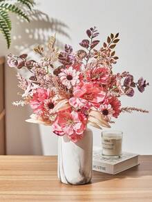 1 pièce Bouquet de fleurs artificielles Fausses fleurs d'anémone avec marguerite et eucalyptus, bouquet d'anémone au toucher réel pour vase, décoration de maison, hôtel, mariage, centre de table, cadeaux, anniversaire, remise de diplôme, décoration d'automne et de Noël