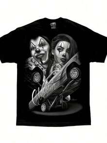 Straight Clowning Payasa Lowrider Chola D Gonzales DGA Homies Art T Shirt Comfortable Cotton Men'S Round Neck Short Sleeves T-Shirt 180g - 黑色 - 查看 6