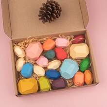 Wooden Sorting Stacking Stones, Sensory Toys For Toddlers, Montessori Learning Toys, Building Blocks Game, Suitable Birthday Gift For 3-6 Years Old Boys And Girls - Xếp đá - Xem 12