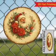 2D Flat Printing, 1pc Vintage Christmas Santa Claus Among The Flowers Aluminium Metal Sign Wall Art Decorative Sign For Home Bar Cafe Shop Farmhouse Wall Door Pendant Indoor/Outdoor Plaques Wall Decorations 8x8 Inches Perfect Christmas Gift, 2D Flat Home Decor Christmas Decorations Room Decor