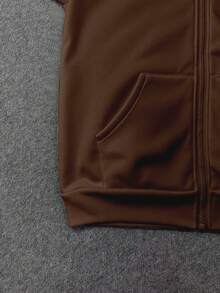 Jachetă de primăvară nouă cu glugă pentru femei, design minimalist, îngroșată, potrivită pentru purtare sub 15°C, la modă, potrivită pentru sport, casual, alergare, fitness - cafea maro - Vizualizare 4