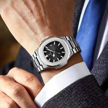 Luksusowy męski zegarek biznesowy na prezent marki POEDAGAR 50M, wodoodporny, kwadratowa tarcza, wyświetlacz daty, diamentowe znaczniki, świecąca stal nierdzewna 316L, japoński mechanizm kwarcowy, wbudowany, wysokiej jakości, ultradługa żywotność baterii, tata, brat, partnerzy, urodziny, święta, egzamin, powrót do szkoły, niezbędnik