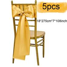 5 件缎面椅子饰带 7x108 英寸适用于婚礼派对宴会仪式餐厅活动派对婚礼装饰缎面椅子蝴蝶结、圣诞节装饰万圣节装饰（多种颜色可选） - 多色18*275cm(5pcs) - 查看 10