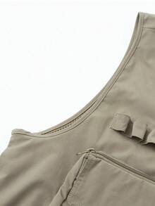 Men's Outdoor Multi-Pocket Utility Vest, Lightweight Breathable Tactical Gilet With Zipper Pockets, Large Storage Sleeveless Jacket For Fishing - Khaki - View 6
