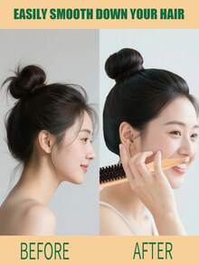 1pc Boar Bristle Slick Back Hair Brush For Sleek Ponytail Bun & Smoothing Hairs, Flyaways, Edge Control - Backcombing & Teasing Hairbrush With Wide Rat Tail For Sectioning & Parting, Hair Styling Tools