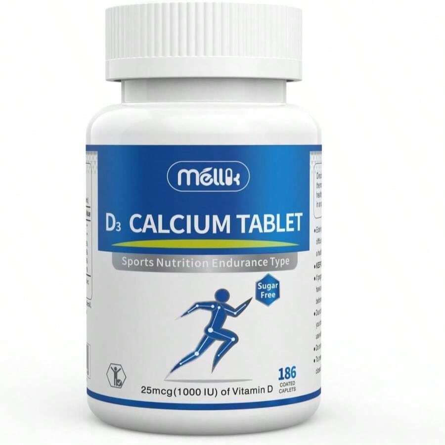 Mellk Calcium-Supplement Vitamin-D3 1200-Mg Magnesium-Mini - 186Tablets Unflavored Slow Release Bone Health Women And Men Dietary Supplement Easy To Swallow Sugar Free - Tên hương vịA - Xem 1