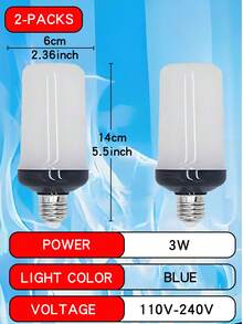 1pc/2pcs/3pcs/4pcs LED Flame Light Bulbs, Yellow/Blue Flickering Light Bulbs With Upside Down Effect, 4 Modes Fire Light Bulbs, E26/E27 Base Flame Bulb For Halloween, Christmas, Party, Indoor And Outdoor Home Decorations