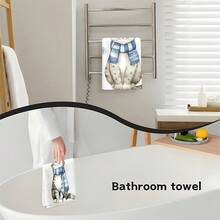 1 pièce/2 pièces/100 pièces Serviettes de cuisine et lavettes avec motif d'impression de chat de Noël, convient pour la décoration intérieure des restaurants, cuisines, salles de bain, décoration de fête, cadeaux de Noël