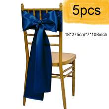 5 件缎面椅子饰带 7x108 英寸适用于婚礼派对宴会仪式餐厅活动派对婚礼装饰缎面椅子蝴蝶结、圣诞节装饰万圣节装饰（多种颜色可选） - 多色18*275cm(5pcs) - 查看 19