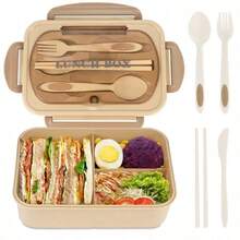 Recipiente para alimentos versátil de 1 pieza con múltiples compartimentos, apto para microondas, con excelente conservación de la frescura, ideal para la preparación de comidas de estudiantes y comidas para llevar. - Verde - Ver 8