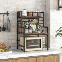 3-Tier Microwave Stand W/ Storage Shelves Heavy-Duty Metal Frame Rack Organizer - Default - View 3