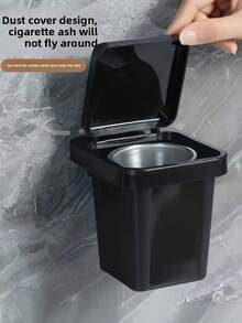 1 Pc Trash Bin Ashtray, A Creative Combination Of Trash Can And Ashtray, Wall Mounted Personalized Non-Perforated Bathroom Cover Smoking Device Suitable For Bathroom, Home, Daily And Festival Use.