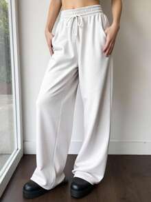 Quần nỉ nữ dáng rộng, dây rút, kiểu dáng mới Thu/Đông, lót dày ấm áp, họa tiết hoa màu xám nhạt, phong cách retro sinh viên, phù hợp cho thể thao, công sở, lễ tốt nghiệp, tựu trường và các dịp khác, cũng thích hợp cho giáo viên mặc. - Màu Xám nhạt - Xem 1