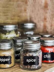 120pcs-Chalkboard Labels - Reusable Waterproof Chalkboard Stickers With A Liquid Chalk Ruler For Mason Jars, Party Decorations, Craft Rooms, Weddings, Pantries, Organize Your Home And Kitchen.