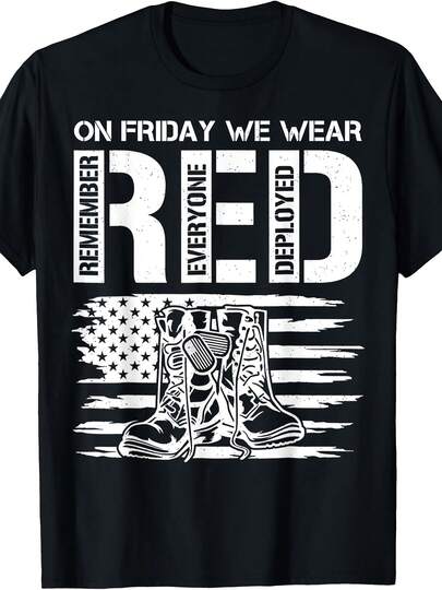 On Friday We Wear Red Friday Military Support Troops US Flag T-Shirt