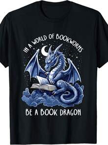 Book Lover Reader In A World Of Bookworms Be A Book Dragon T-Shirt - màu đen - Xem 1