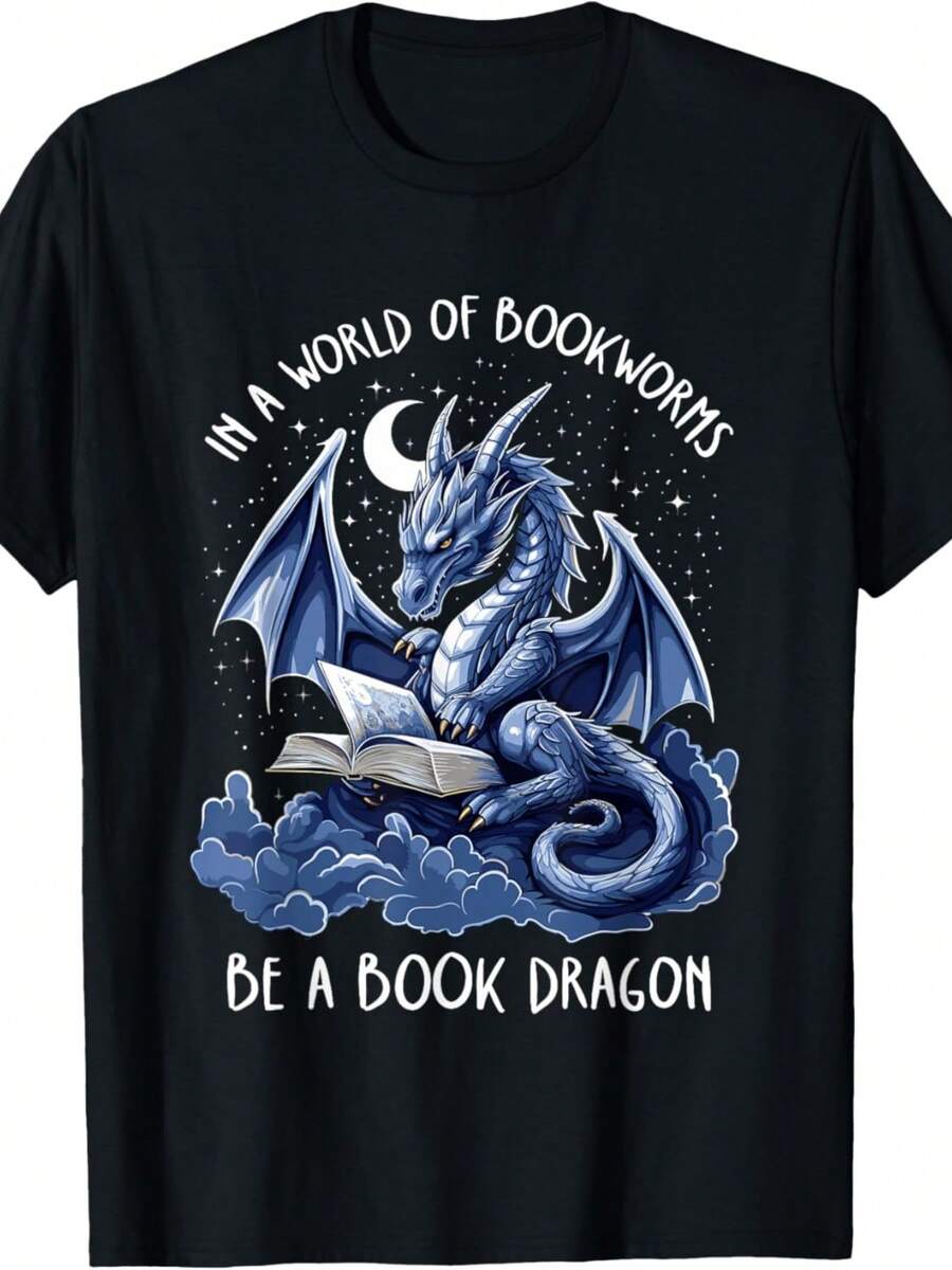 Book Lover Reader In A World Of Bookworms Be A Book Dragon T-Shirt - màu đen - Xem 1