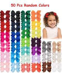 60pcs/Set Girls Random Color Bow Hair Clips, Vintage Satin Ribbon Bow Hair Clips, Cute Bow Hair Pins, Daily Wear Hair Accessories Set (Sold In Pairs) - Nhiều màu - Xem 13