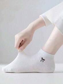 1/15/30双装女士薄款透气舒适防臭短袜，蝴蝶结设计，休闲纯色，适合夏季、春季、秋季、冬季，圣诞礼物 - 彩色 - 查看 3