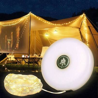 Luz de Camping, Lmpara Camping Linterna con Guirnalda de Luces10m, 8 Modos Ajustables, Luces de Camping de USB Recargable, Impermeable Porttil Luz de Campismo y Tienda