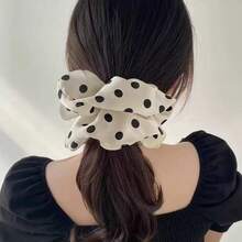 2 Stücke Haargummis im Polka Dot Stil, modische Haraccessoires, vielseitig einsetzbare elastische Haarbänder für Pferdeschwänze & Dutt, Haargummis, Lässig, zum Gesicht waschen, Make-up, Zuhause, Gym Frau Accessoires