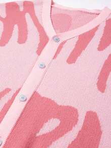 Manfinity Hypemode Men's Color-Block Button-Up Long Sleeve Cardigan Sweater - Pink - View 4