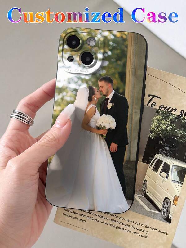 1pc Customized Couple Wedding, Wedding Photo Thick Shockproof Phone Case, Protective Cover, Gift For Wife/Husband, Customized Design For S21 22 23 24, A12 A13 A15 A14/A21s, XR 11 13 15 16 Pro Max,2025 Halloween Accessories,Stylish,Colorful,Vintage,Cute,Contracted,Funny,Custom,Personalized,Unique,Customized,Ideal Gifts For Him,Ideal Gifts For Her,Boyfriend,Girlfriend,Family,Friends,Grandparents,Couple,For Anniversaries,For Birthdays,Phone Cases