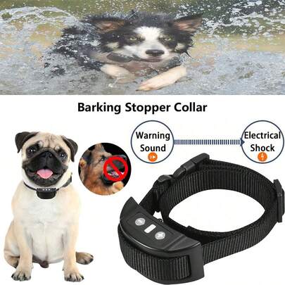 USB Rechargeable Automatic Anti-Bark Dog Collar, Waterproof Anti-Barking Training Collar, Control Collar, Smart Bark Stopper, Pet Supplies, Suitable For Small & Medium Dogs, All Breeds, Black