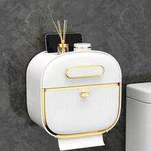 Wall-Mounted Toilet Paper Holder - Waterproof, No Drilling Required, With Convenient Drawer, Easy Self-Adhesive Installation, Bathroom Decor For Autumn - MultiWarna - View 5