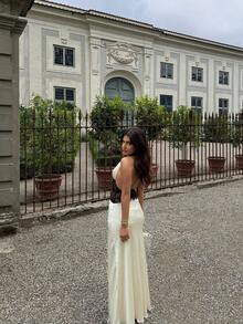 Sexy Lace & Satin Halter Tie Dress, Elegant Ball Gown, Wedding Dress, Holiday Party Dress, Valentine's Day - White - View 5