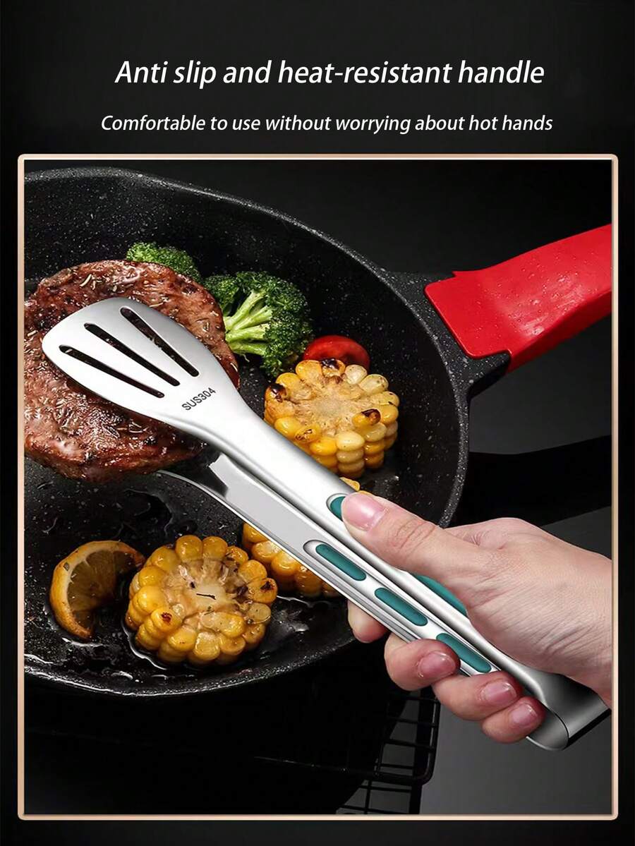 1 Stück 7/9/11/13 Zoll Edelstahl rutschfeste und hitzebeständige Lebensmittelzange, Haushalts-Brot-Lebensmittel-Clip Küchen-Klemme zum Kochen, Backen, Grillen, Steak