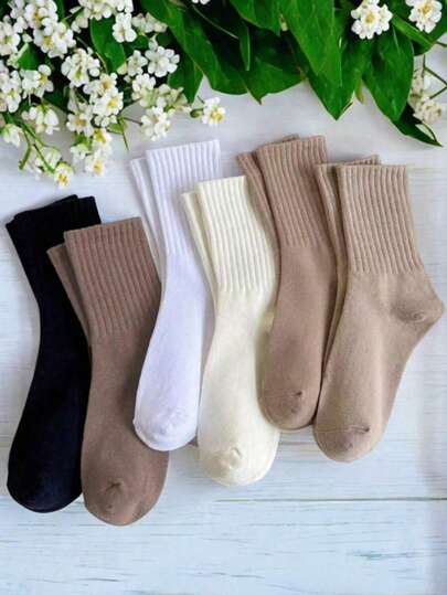 6 pares de juego de calcetines de unicolor surtido, calcetines deportivos casuales unisex talla grande vendidos