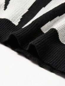 Manfinity Hypemode Men's Color-Block Button-Up Long Sleeve Cardigan Sweater - 黑與白 - 查看 6