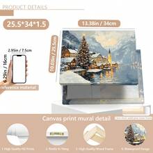 1pc Hallstatt Village Christmas Scene Canvas Print - Winter Scenery Wall Art, Waterproof, Suitable For Home Decor, Room Decor, Bedroom Decor, Living Room Decoration, Bathroom Decor, Wall Decor, Christmas Decorations For Home, Optional Wall Art With Frame