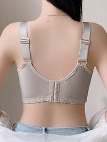 女士无钢圈提升和支撑胸罩，薄款，防止下垂和侧凸 - 灰色 - 查看 3
