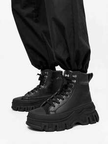 SLnU3 SLNU★3 Men's Fashionable Casual Thick Sole High Top Shoes  Punk  Casual    Fashion Cool Punk Style  Outdoor    Spring And Autumn - Tất cả màu đen - Xem 9