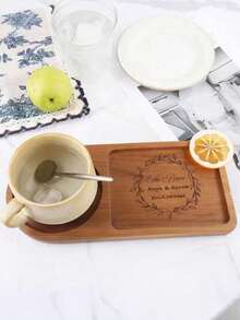 1pc Customized Wooden Tea & Cookie Tray, Coaster, Vintage Coffee Cup Mat, Tray, Tea & Cookie Pad, Wooden Coffee Serving Board, Anniversary Gift, Wedding Gift, Engraved Wooden Board, Tea & Coffee Lover Gift, Christmas, New Year, Thanksgiving Gift